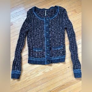 Free People  Chunky Cable Knit Wool Blend  Cardigan